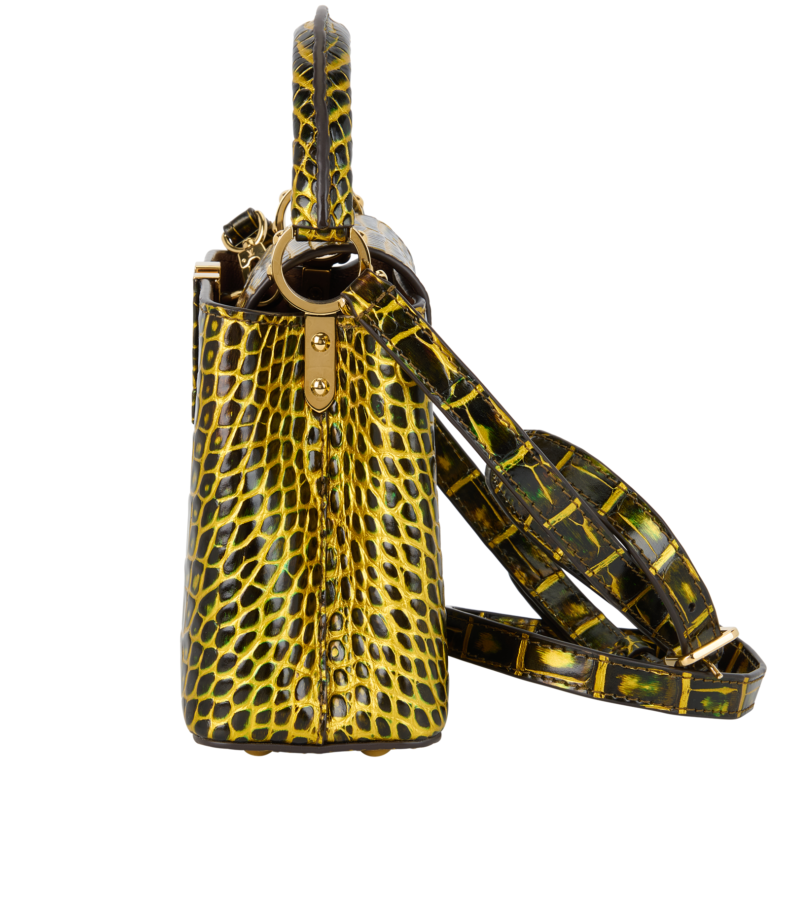 Mini Capucines, &pound;9,500, Handbags, Black/Gold/Green, Crocodile, Bottom view